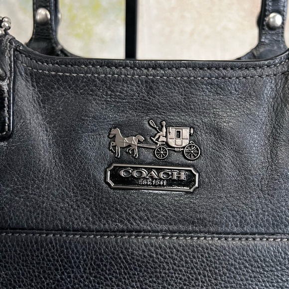 Coach Tribeca Black Leather Chain-Handle Tote - Picture 4 of 15